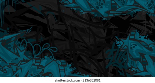 Dark Urban Street Art Colorful Abstract Graffiti Style Vector Background Template