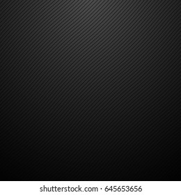 Dark vector abstract background. Black wavy diagonal lines. Carbon texture.