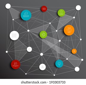 Dark Vector abstract circles illustration / infographic network template with place for your content
