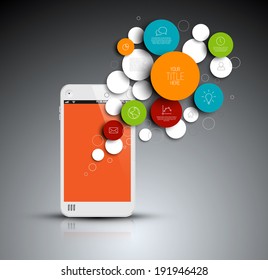 Dark Vector abstract phone illustration / infographic template with place for your content
