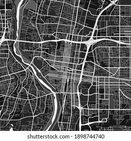 Dark vector art map of Albuquerque, New Mexico, UnitedStates with fine gray gradations for urban and rural areas. The different shades of gray in the Albuquerque  map do not follow any pattern.