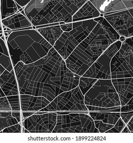 Dark vector art map of Aulnay-sous-Bois, Seine-Saint-Denis, France with fine grays for urban and rural areas. The different shades of gray in the Aulnay-sous-Bois  map do not follow any pattern.