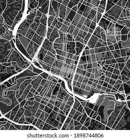 Dark vector art map of Austin, Texas, UnitedStates with fine gray gradations for urban and rural areas. The different shades of gray in the Austin  map do not follow any particular pattern.