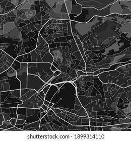 Dark vector art map of BergischGladbach, North Rhine-Westphalia, Germany with fine grays for urban and rural areas. The different shades of gray in the BergischGladbach  map do not follow any pattern.