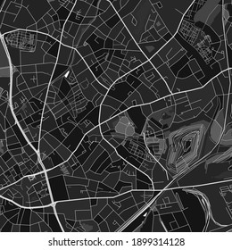 Dark vector art map of Bottrop, North Rhine-Westphalia, Germany with fine grays for urban and rural areas. The different shades of gray in the Bottrop  map do not follow any particular pattern.