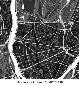 Dark vector art map of Boulogne-Billancourt, Hauts-de-Seine, France with fine grays for urban and rural areas. The different shades of gray in the Boulogne-Billancourt  map do not follow any pattern.