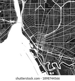 Dark vector art map of Buffalo, New York, UnitedStates with fine gray gradations for urban and rural areas. The different shades of gray in the Buffalo  map do not follow any particular pattern.