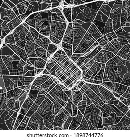 Dark vector art map of Charlotte, North Carolina, UnitedStates with fine gray gradations for urban and rural areas. The different shades of gray in the Charlotte  map do not follow any pattern.