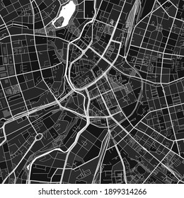 Dark vector art map of Chemnitz, Saxony, Germany with fine grays for urban and rural areas. The different shades of gray in the Chemnitz  map do not follow any particular pattern.