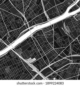 Dark vector art map of Clichy, Hauts-de-Seine, France with fine grays for urban and rural areas. The different shades of gray in the Clichy  map do not follow any particular pattern.