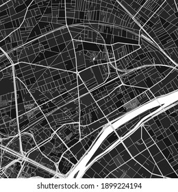 Dark vector art map of Courbevoie, Hauts-de-Seine, France with fine grays for urban and rural areas. The different shades of gray in the Courbevoie  map do not follow any particular pattern.