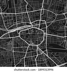 Dark vector art map of Dortmund, North Rhine-Westphalia, Germany with fine grays for urban and rural areas. The different shades of gray in the Dortmund  map do not follow any particular pattern.