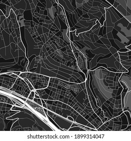 Dark vector art map of EsslingenamNeckar, Baden-Wuerttemberg, Germany with fine grays for urban and rural areas. The different shades of gray in the EsslingenamNeckar  map do not follow any pattern.