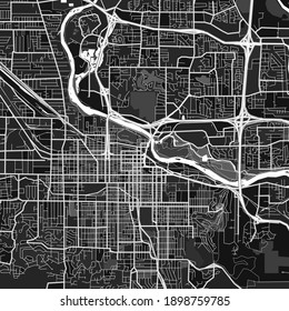 Dark vector art map of Eugene, Oregon, UnitedStates with fine gray gradations for urban and rural areas. The different shades of gray in the Eugene  map do not follow any particular pattern.