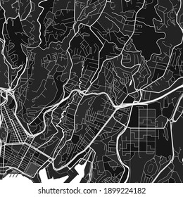 Dark vector art map of Fort-de-France, Martinique, France with fine grays for urban and rural areas. The different shades of gray in the Fort-de-France  map do not follow any particular pattern.