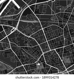 Dark vector art map of Gelsenkirchen, North Rhine-Westphalia, Germany with fine grays for urban and rural areas. The different shades of gray in the Gelsenkirchen  map do not follow any pattern.