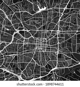 Mapa de arte vector oscuro de Greensboro, Carolina del Norte, Estados Unidos con gradaciones grises finas para áreas urbanas y rurales. Los diferentes tonos de gris en el mapa de Greensboro no siguen ningún patrón.