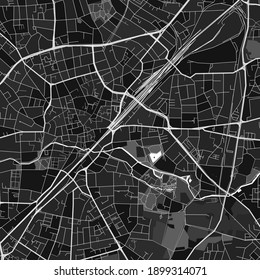 Dark vector art map of Gutersloh, North Rhine-Westphalia, Germany with fine grays for urban and rural areas. The different shades of gray in the Gutersloh  map do not follow any particular pattern.