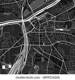 Dark vector art map of Hamm, North Rhine-Westphalia, Germany with fine grays for urban and rural areas. The different shades of gray in the Hamm  map do not follow any particular pattern.