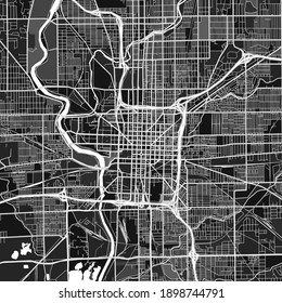 Dark vector art map of Indianapolis, Indiana, UnitedStates with fine gray gradations for urban and rural areas. The different shades of gray in the Indianapolis  map do not follow any pattern.