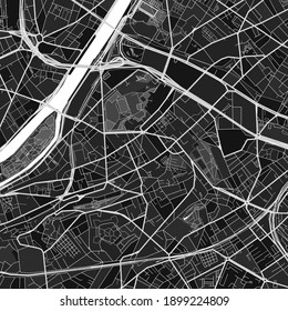 Dark vector art map of Issy-les-Moulineaux, Hauts-de-Seine, France with fine grays for urban and rural areas. The different shades of gray in the Issy-les-Moulineaux  map do not follow any pattern.