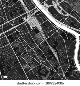 Dark vector art map of Ivry-sur-Seine, Val-de-Marne, France with fine grays for urban and rural areas. The different shades of gray in the Ivry-sur-Seine  map do not follow any particular pattern.