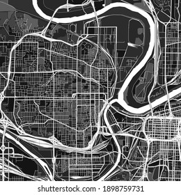 Dark vector art map of KansasCity, Kansas, UnitedStates with fine gray gradations for urban and rural areas. The different shades of gray in the KansasCity  map do not follow any particular pattern.