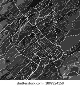 Dark vector art map of LeTampon, Réunion, France with fine grays for urban and rural areas. The different shades of gray in the LeTampon  map do not follow any particular pattern.
