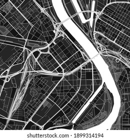Dark vector art map of LudwigshafenamRhein, Rheinland-Pfalz, Germany with fine grays for urban and rural areas. The different shades of gray in the LudwigshafenamRhein  map do not follow any pattern.