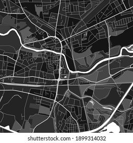 Dark vector art map of Lunen, North Rhine-Westphalia, Germany with fine grays for urban and rural areas. The different shades of gray in the Lunen  map do not follow any particular pattern.