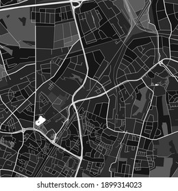 Dark vector art map of Marl, North Rhine-Westphalia, Germany with fine grays for urban and rural areas. The different shades of gray in the Marl  map do not follow any particular pattern.