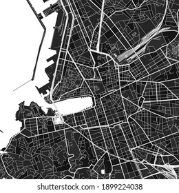 Dark vector art map of Marseille, Bouches-du-Rhône, France with fine grays for urban and rural areas. The different shades of gray in the Marseille  map do not follow any particular pattern.