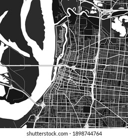 Dark vector art map of Memphis, Tennessee, UnitedStates with fine gray gradations for urban and rural areas. The different shades of gray in the Memphis  map do not follow any particular pattern.