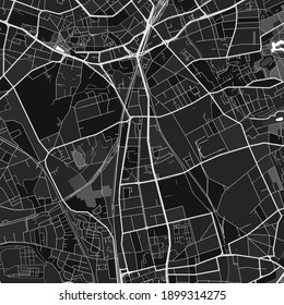 Dark vector art map of Monchengladbach, North Rhine-Westphalia, Germany with fine grays for urban and rural areas. The different shades of gray in the Monchengladbach  map do not follow any pattern.