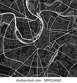 Dark vector art map of Niort, Deux-Sèvres, France with fine grays for urban and rural areas. The different shades of gray in the Niort  map do not follow any particular pattern.