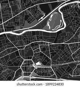 Dark vector art map of Noisy-le-Grand, Seine-Saint-Denis, France with fine grays for urban and rural areas. The different shades of gray in the Noisy-le-Grand  map do not follow any pattern.