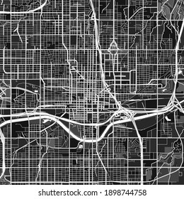 Dark vector art map of OklahomaCity, Oklahoma, UnitedStates with fine gray gradations for urban and rural areas. The different shades of gray in the OklahomaCity  map do not follow any pattern.