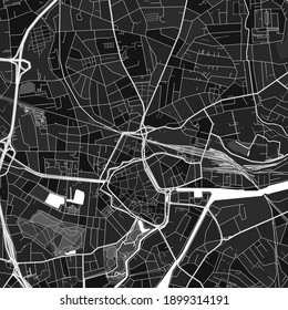 Dark vector art map of Oldenburg, Lower Saxony, Germany with fine grays for urban and rural areas. The different shades of gray in the Oldenburg  map do not follow any particular pattern.