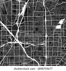 Dark vector art map of Orange, California, UnitedStates with fine gray gradations for urban and rural areas. The different shades of gray in the Orange  map do not follow any particular pattern.