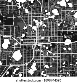 Dark vector art map of Orlando, Florida, UnitedStates with fine gray gradations for urban and rural areas. The different shades of gray in the Orlando  map do not follow any particular pattern.