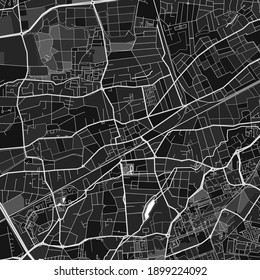 Dark vector art map of Pessac, Gironde, France with fine grays for urban and rural areas. The different shades of gray in the Pessac  map do not follow any particular pattern.