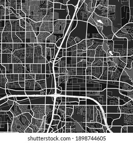 Dark vector art map of Plano, Texas, UnitedStates with fine gray gradations for urban and rural areas. The different shades of gray in the Plano  map do not follow any particular pattern.