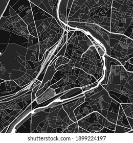 Dark vector art map of Poitiers, Vienne, France with fine grays for urban and rural areas. The different shades of gray in the Poitiers  map do not follow any particular pattern.