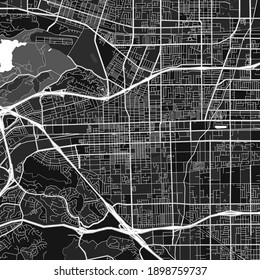 Dark vector art map of Pomona, California, UnitedStates with fine gray gradations for urban and rural areas. The different shades of gray in the Pomona  map do not follow any particular pattern.
