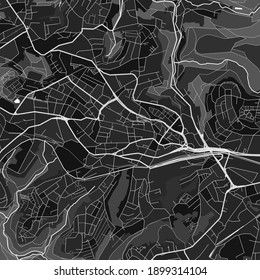 Dark vector art map of Remscheid, North Rhine-Westphalia, Germany with fine grays for urban and rural areas. The different shades of gray in the Remscheid  map do not follow any particular pattern.