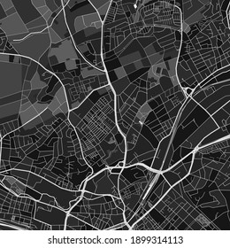 Dark vector art map of Reutlingen, Baden-Wuerttemberg, Germany with fine grays for urban and rural areas. The different shades of gray in the Reutlingen  map do not follow any particular pattern.