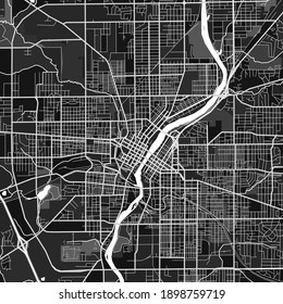 Dark vector art map of Rockford, Illinois, UnitedStates with fine gray gradations for urban and rural areas. The different shades of gray in the Rockford  map do not follow any particular pattern.