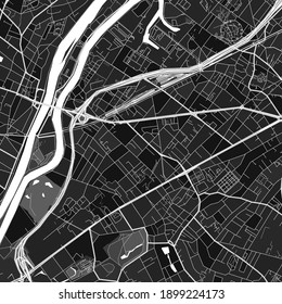 Dark vector art map of Rueil-Malmaison, Hauts-de-Seine, France with fine grays for urban and rural areas. The different shades of gray in the Rueil-Malmaison  map do not follow any particular pattern.