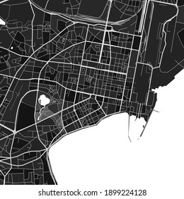 Dark vector art map of Saint-Nazaire, Loire-Atlantique, France with fine grays for urban and rural areas. The different shades of gray in the Saint-Nazaire  map do not follow any particular pattern.