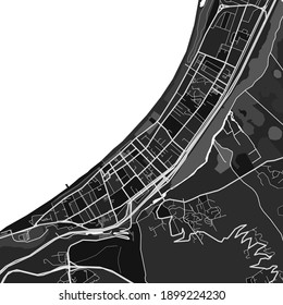 Dark vector art map of Saint-Paul, Réunion, France with fine grays for urban and rural areas. The different shades of gray in the Saint-Paul  map do not follow any particular pattern.